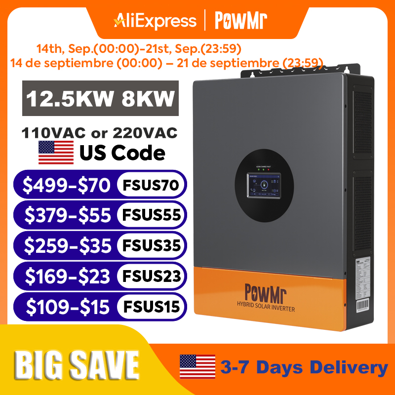 PowMr 12,5KW 8KW Split-Phase O - Drone Solar Charger recensie en prijs